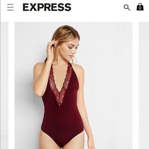 Burgundy Deep Plunge Lace Express Bodysuit